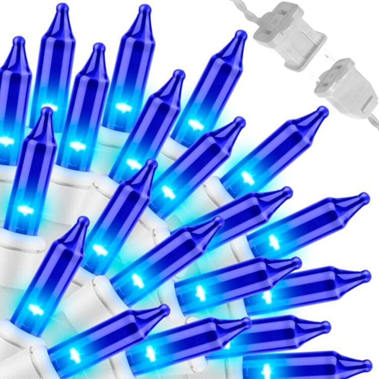 Blue Christmas Lights Set 100 Count 19.6 Feet Incandescent Bulb Mini String Lights for Indoor Christmas Tree Garland Birthday Wedding Party Festival Decoration, White Wire
